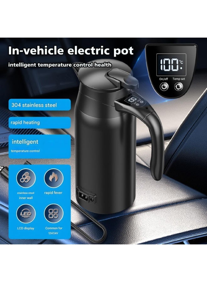 دينكس غلاية كهربائية للسيارة من أنججو مع شاشة LCD - سخان سفر محمول 12 فولت/24 فولت تيار مستمر، درجة حرارة قابلة للتعديل من 55 إلى 100 درجة مئوية، مصنوعة من الفولاذ المقاوم للصدأ 304، غليان سريع للشاي أو القهوة أو الحليب أو للاستخدام الخارجي (800 مل) - Image 5